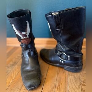 SOLD Harley-Davidson Black Leather Men's Boots with eagle